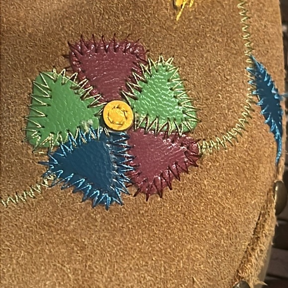 Vintage Tommy Girl Suede Clog Wedge Mules Faux Shearling Embroidered Floral 8 - Picture 2 of 9